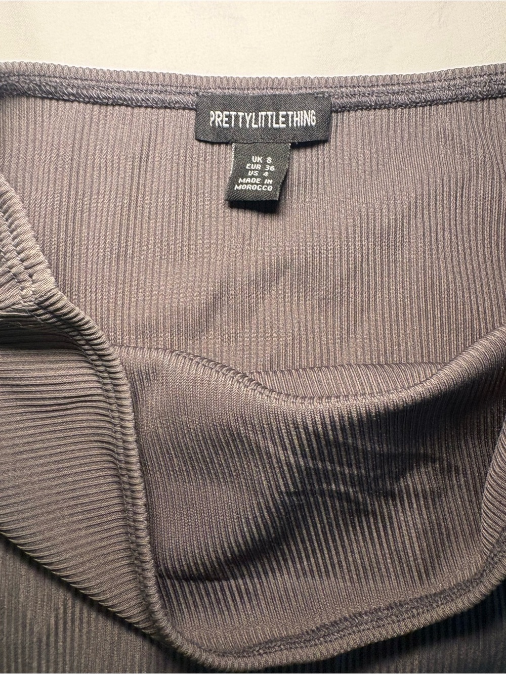 PrettyLittleThing Gray Ribbed Mini Dress - Picture 4 of 5